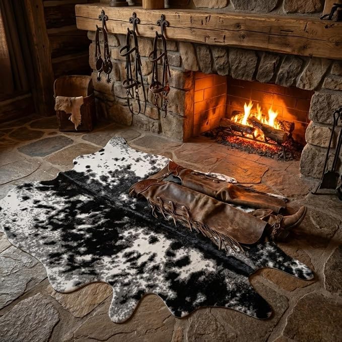 MustMat Faux Cowhide Rug Black and White Cow Print Area Rug Large Animal Hide - Image 6