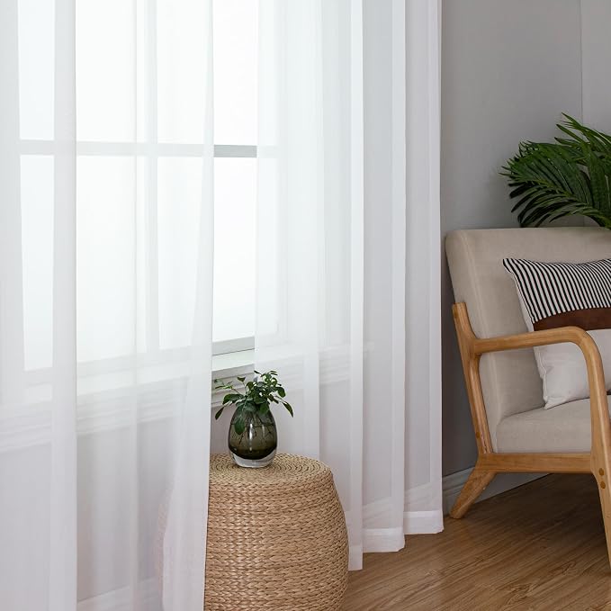 Aiyufeng Long Sheer White Curtains - Image 2