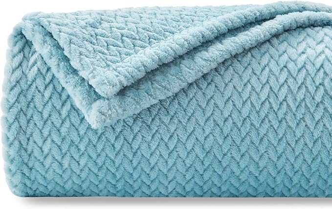 NEWCOSPLAY Super Soft King Blanket Light Blue Premium Silky Flannel Fleece by NEWCOSPLAY