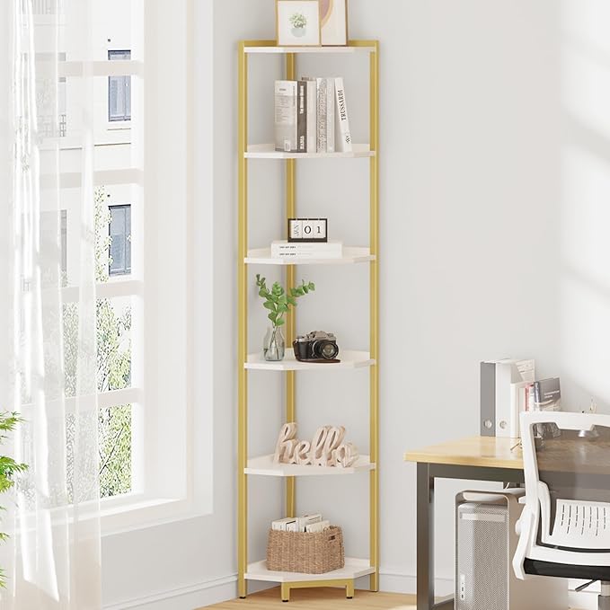 Hzuaneri Corner Shelf Stand, Corner Bookshelf, Storage Standing Shelf Unit by Hzuaneri