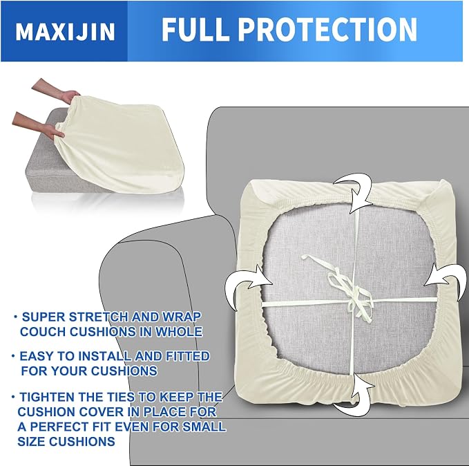 MAXIJIN Velvet Stretch Cushion Cover Fitted Couch Cushion Slipcovers 1 Pack Arm - Image 4