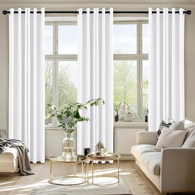 MIULEE Pure White Curtains for Bedroom Living Room 72 Inches Long 2 Panels - Image 6