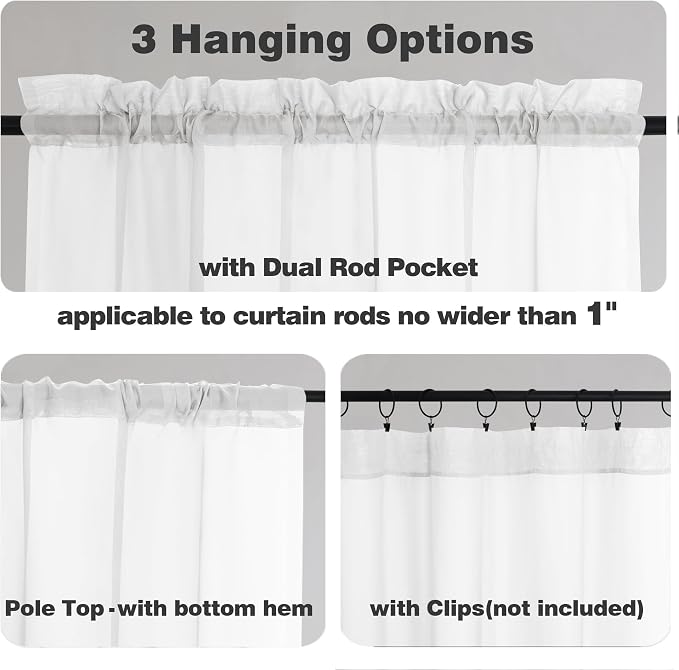Chyhomenyc White Sheer Curtains 78 Inches Long 2 Panels Set - Image 5