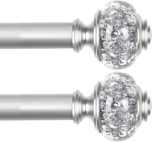2 Pack Silver Curtain Rods for Windows 48 to 84 Inch, USFOOK 7/8 inch by USFOOK