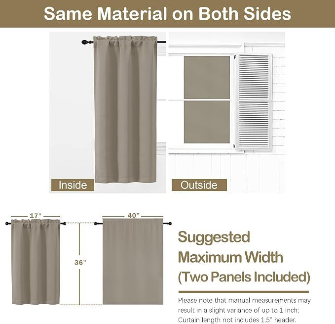 OVZME Stone Curtains for Small Window Treatment, Light Blocking Short Kitchen - Image 2