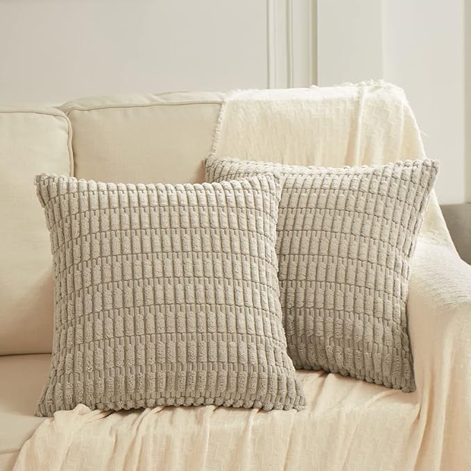 Fancy Homi 4 Packs Taupe Decorative Throw Pillow Covers 26x26 Inch - Image 6