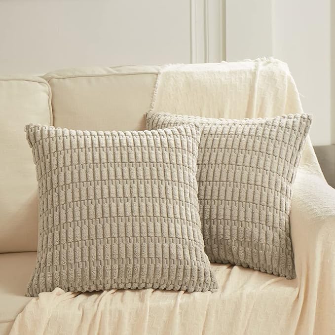 Fancy Homi 4 Packs Taupe Decorative Throw Pillow Covers 24x24 Inch - Image 6