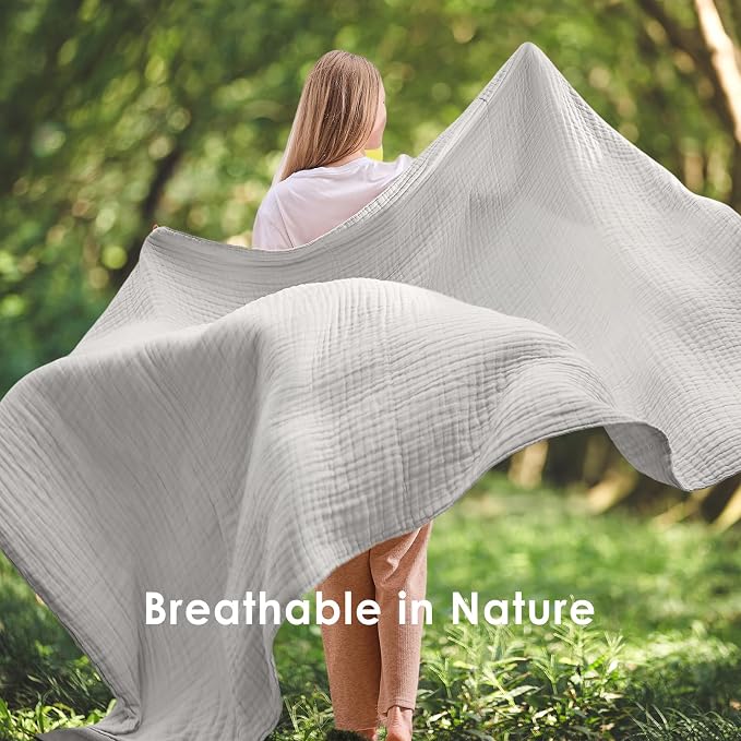 EMME Cotton Muslin Large Throw Blanket Couch Breathable Gauze Soft Lightweight - Image 5