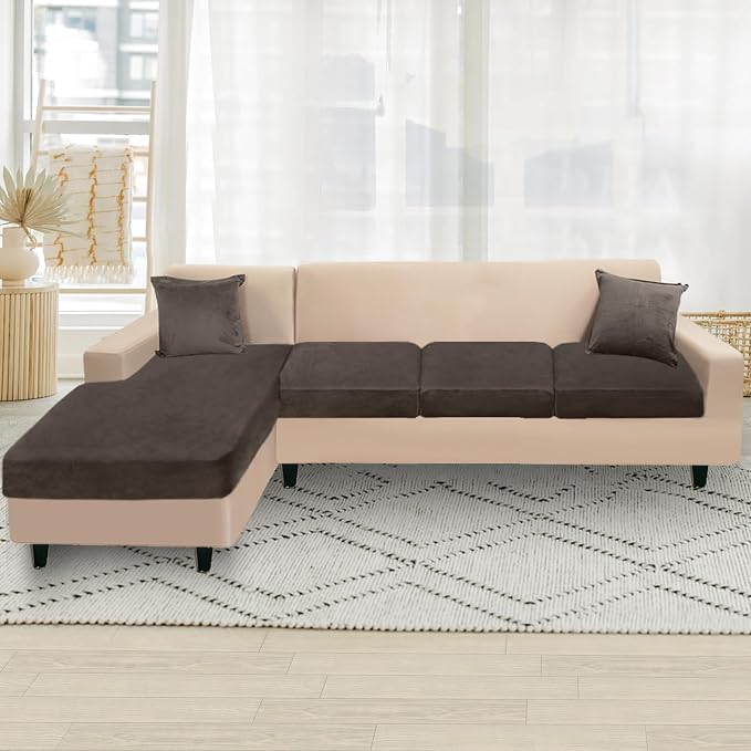 NAISI Sectional Couch Cover 4 Pieces Velvet Separate Couch Cushion Covers L - Image 5