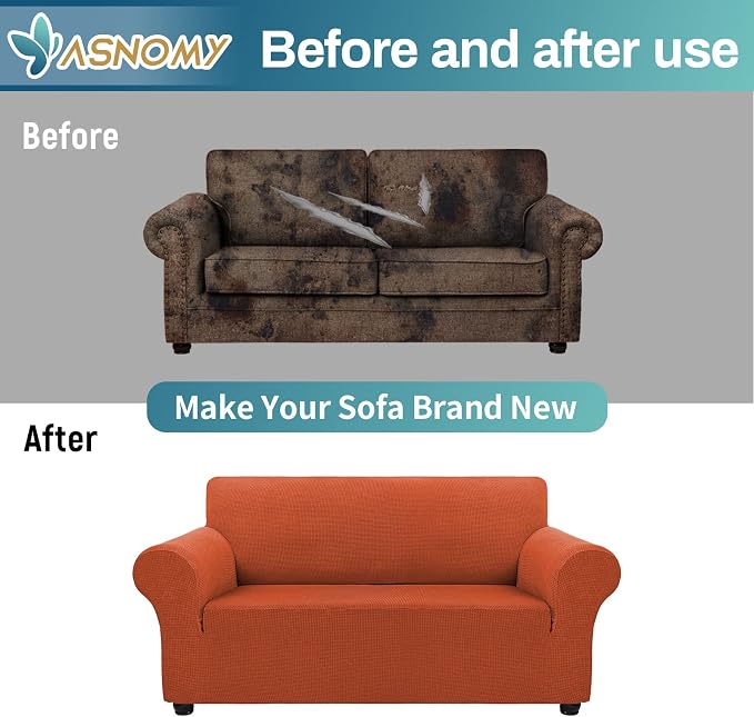 Asnomy Sofa Covers for 2 Cushion Couch Stretch Loveseat Slipcovers, Pet - Image 7