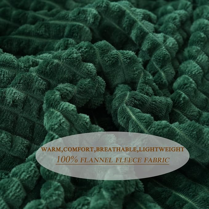 Puncuntex Flannel Fleece Throw Blanket Dark Green 108"×90", Super Soft Plush - Image 6