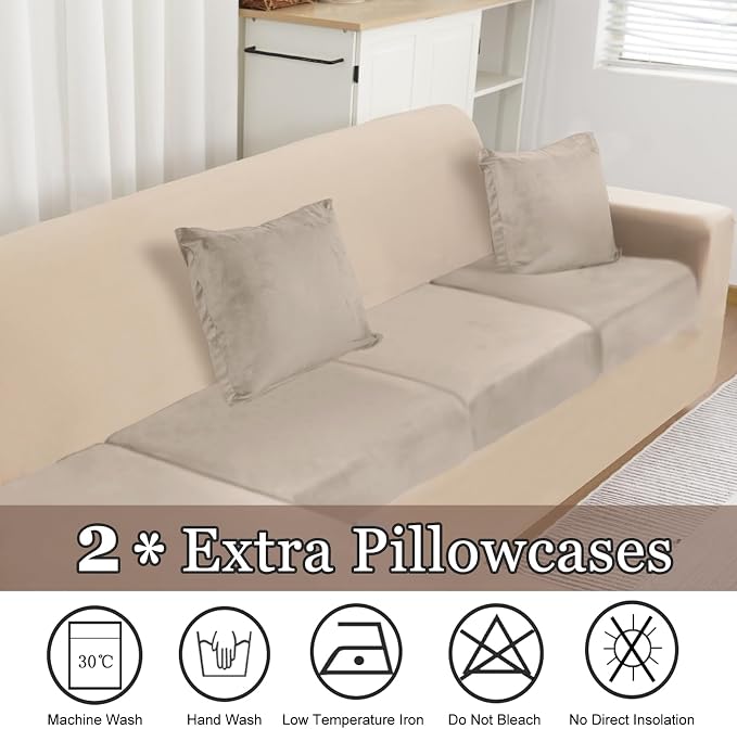 NAISI Sectional Couch Covers 6 Pieces Velvet Couch Cushion Covers L Shape Soft - Image 6