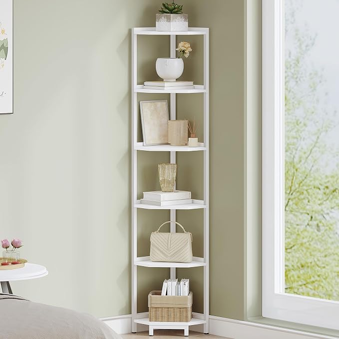 Hzuaneri Corner Shelf Stand, Corner Bookshelf, Storage Standing Shelf Unit by Hzuaneri
