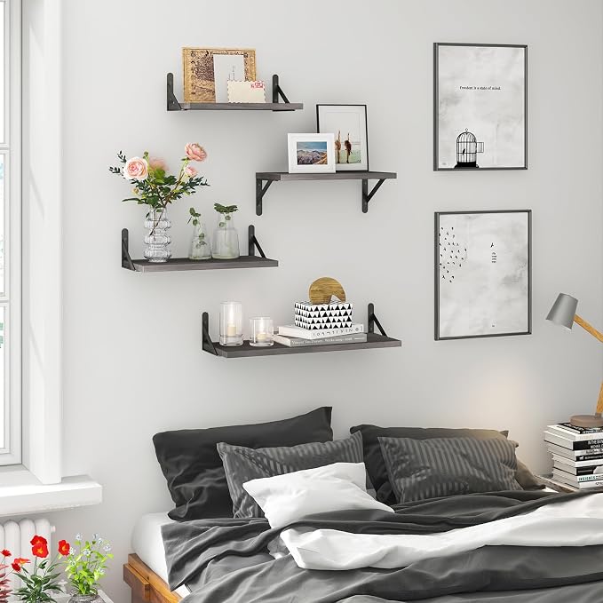 YGEOMER Floating Shelves for Wall, Different Sizes Weathered Gray Wall Shelves - Image 2