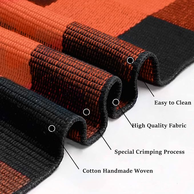 IOHOUZE Fall Buffalo Plaid Check Rug Outdoor Doormat 3x5 Ft Washable Woven - Image 7