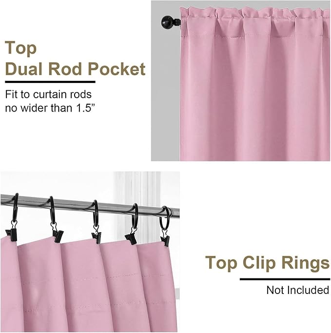 OVZME Pink Short Blackout Curtains - Image 4