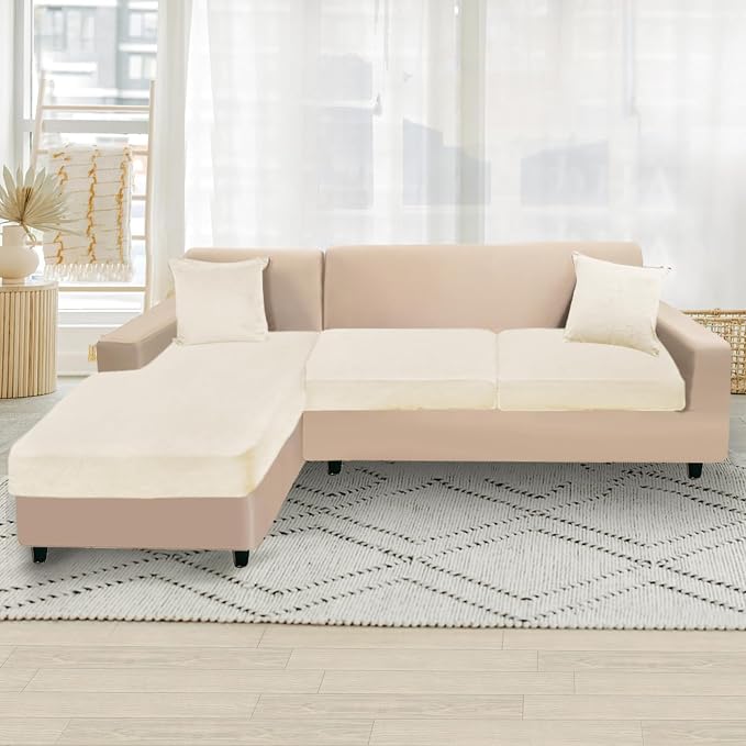 NAISI Sectional Couch Cover 3 Pieces Velvet Separate Couch Cushion Covers L - Image 5