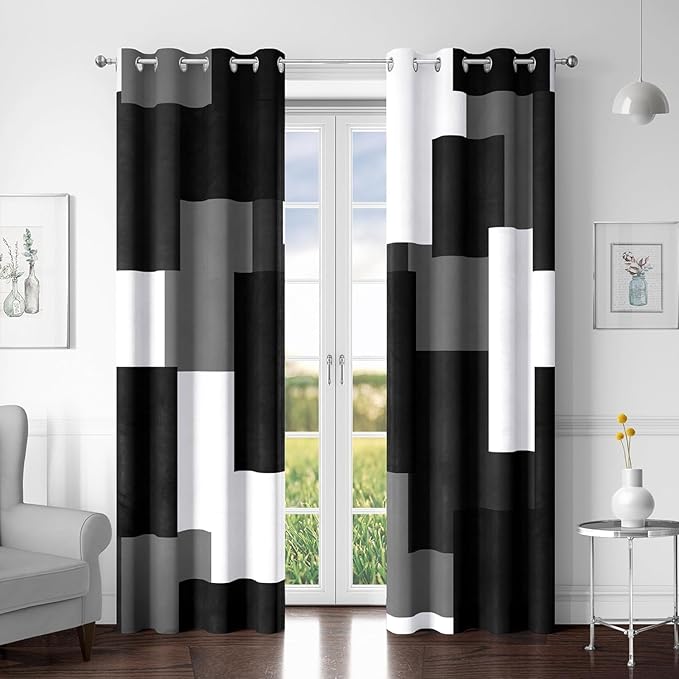 Tyrot Black Grey 100% Blackout Curtains by TyrotHomeDecor