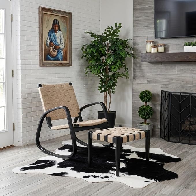 MustMat Cute Cow Print Rug Black and White Faux Cowhide Rugs Animal Printed - Image 3
