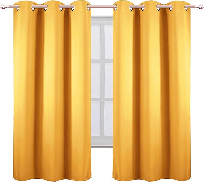 LEMOMO Yellow Blackout Curtains 34 x 63 Inch Length/Set of 2 Curtain - Image 2