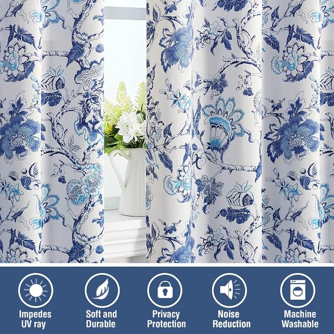 H.VERSAILTEX Blackout Curtains 96 Inch Length 2 Panels Set Floral Print Curtain - Image 7
