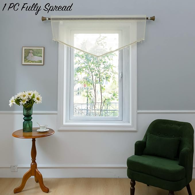 PearAge Beaded Sheer Valance Curtains - Image 6