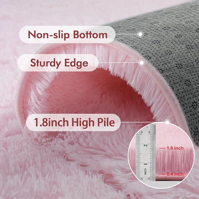 4x6 Ft Pink Rugs for Bedroom Girls, Shag Fluffy Area Rug for Living Room - Image 5