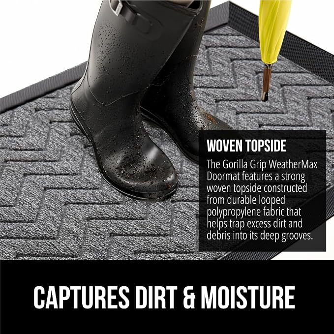 GORILLA GRIP 100% Waterproof All-Season WeatherMAX Doormat, Durable Natural - Image 5