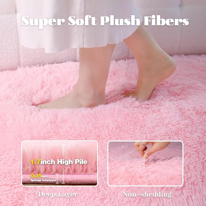 2x6 Runner Rug for Bedroom: Fluffy Shag Soft Washable Rugs Small Fuzzy Plush - Image 3