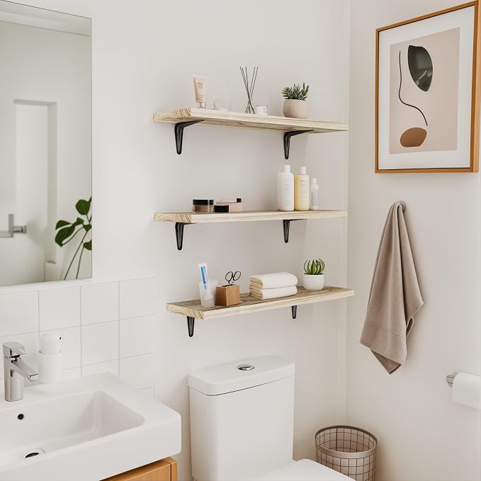 SKYSEN Floating Shelves for Wall Set of 6, 23.6in Wood Wall Shelf for Decor - Image 7