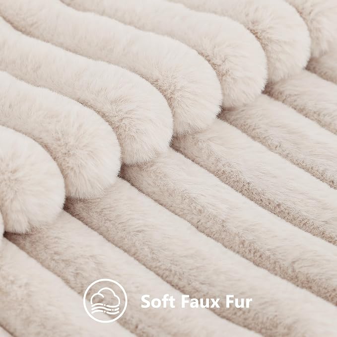 decorUhome Summer Cozy Faux Fur Throw Pillow Covers 22x22 Set of 2 Decorative - Image 2