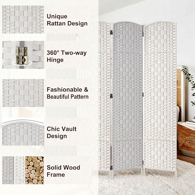 Rose Home Fashion 6 ft Tall Room Divider, Room Dividers and Folding Privacy - Image 4