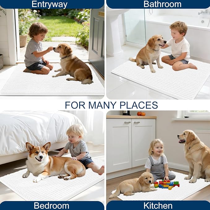 OLANLY Dog Door Mat for Muddy Paws 47x17, Ultra Absorbent Chenille Mud Doormat - Image 8