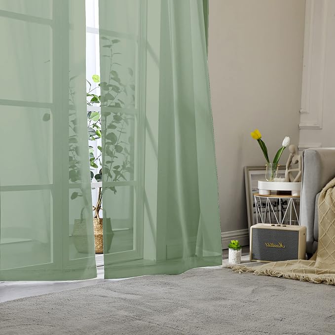 Aiyufeng Long Sheer Curtains for Bedroom, Semi Sheer Privacy Curtains & Drapes - Image 8