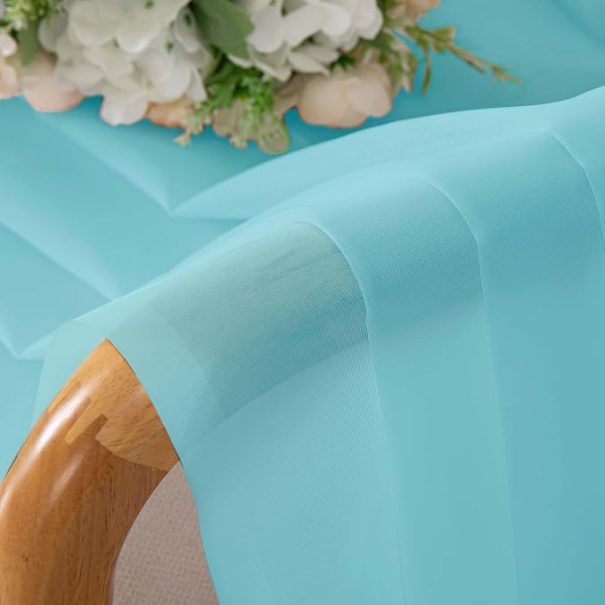 OWENIE Aqua Sheer Curtains 84 Inches Long - Image 6
