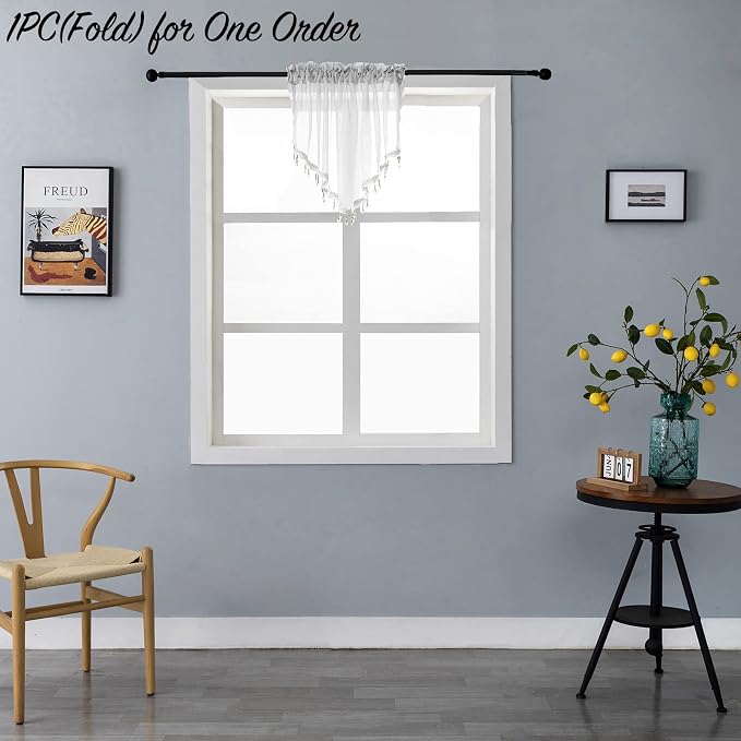 Beaded Triangle Sheer Valance Curtains - Image 2