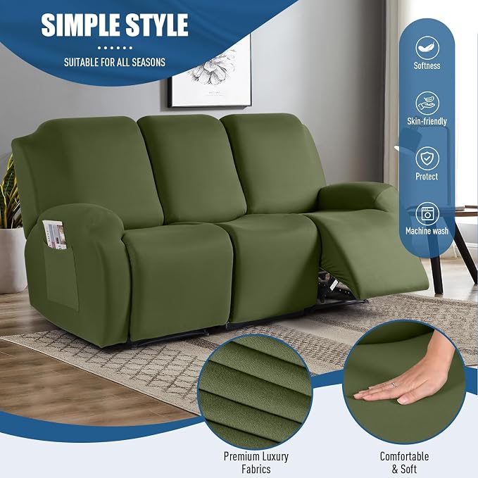 TAOCOCO Recliner Couch Covers 3 Pieces, Stretch Sofa Covers - Image 2