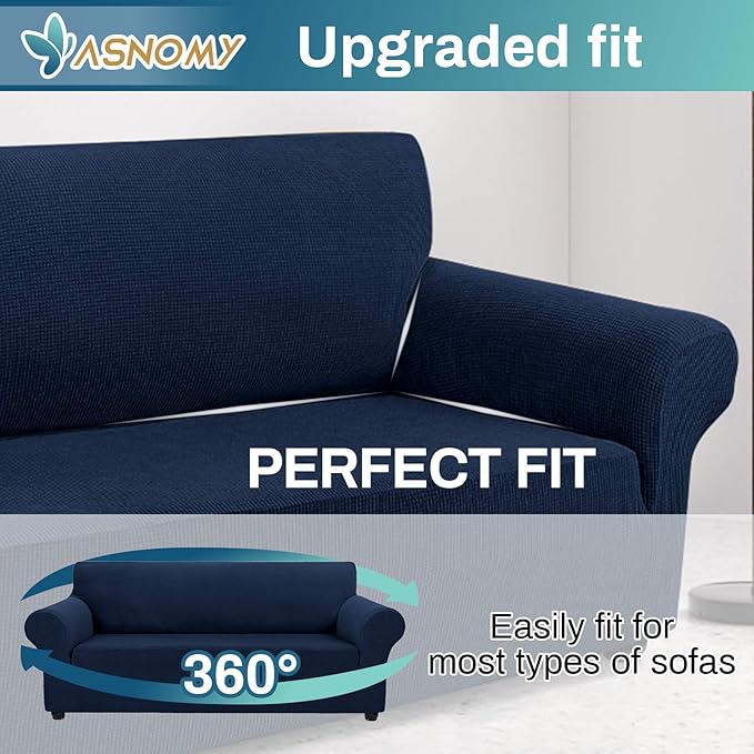 Asnomy Couch Covers for 3 Cushion Couch Stretch Sofa Covers Slipcovers - Image 4