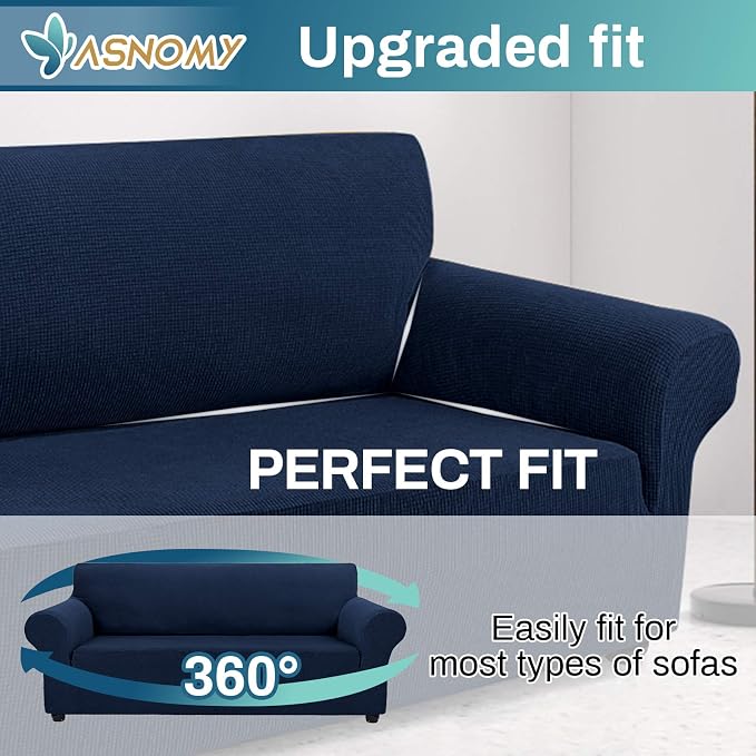 Asnomy Couch Covers for 3 Cushion Couch Stretch Sofa Covers Slipcovers - Image 4