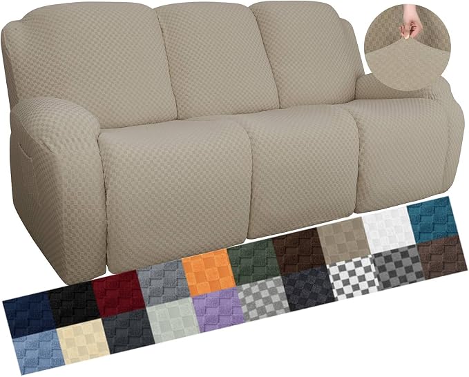 YEMYHOM 8 Pieces Stretch Recliner Sofa Cover Latest Jacquard Reclining Couch by YEMYHOM