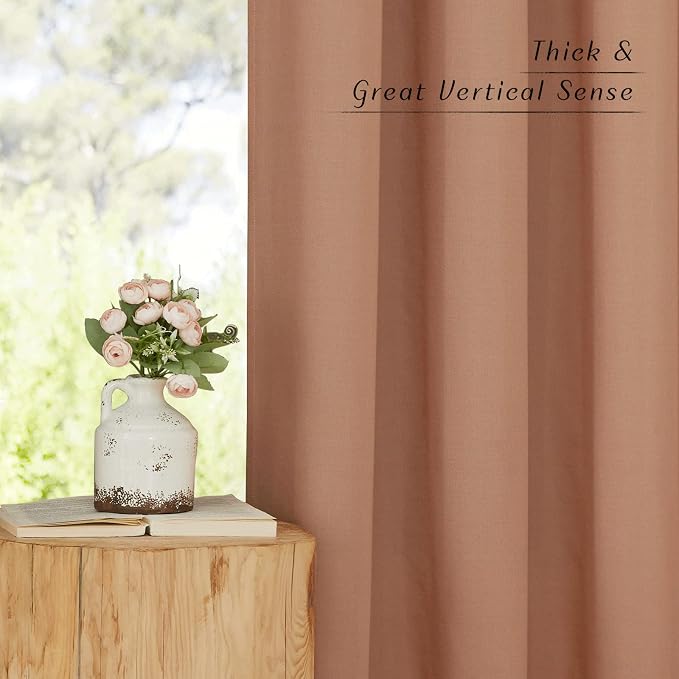 NICETOWN Thick Linen Burlap Terracotta Curtains, Privacy Curtains That Let - Image 3