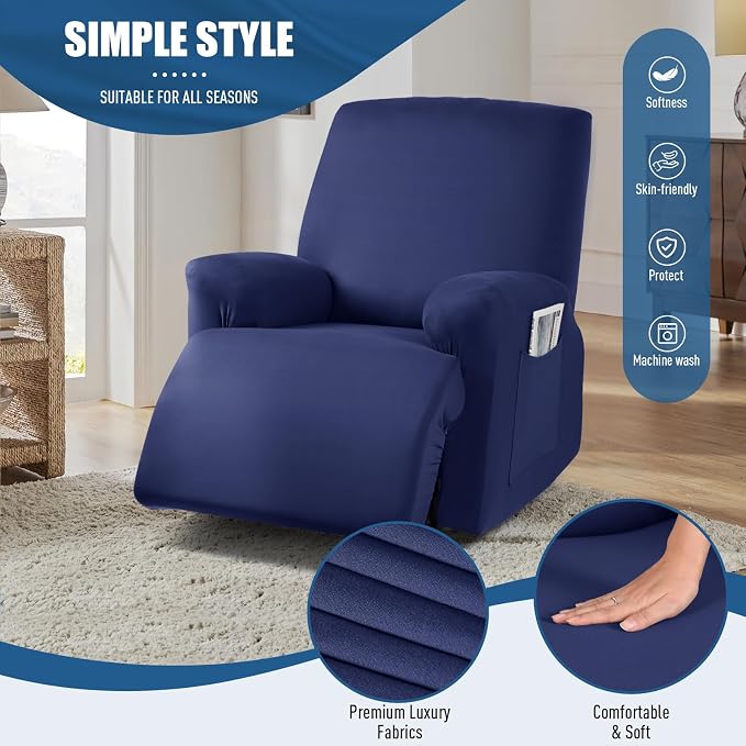 TAOCOCO Stretch Recliner Chair Covers 3-Pieces Solid Furniture Covers Recliner - Image 3