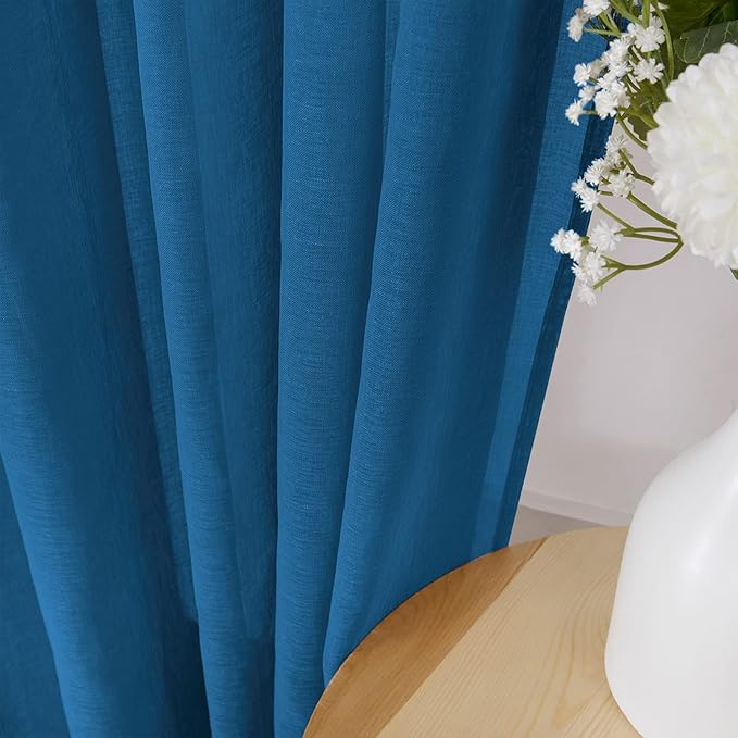 Tollpiz Sheer Curtains Bedroom Linen Textured Curtain Sheers Light Filtering - Image 3
