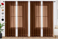 SpaceDresser Brown Sheer Curtains 4 Panels Rod Pocket Semi-Sheer Curtain 45 by SpaceDresser