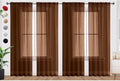 SpaceDresser Brown Sheer Curtains 4 Panels Rod Pocket Semi-Sheer Curtain 54 by SpaceDresser