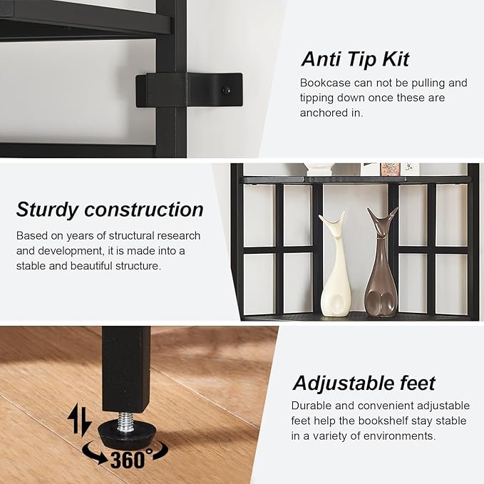 HOMISSUE Corner Shelf, 7 Tier Tall Narrow Bookshelf 82.6", Industrial Corner - Image 6