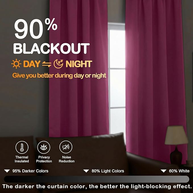OVZME Hot Pink Blackout Curtains - Image 5