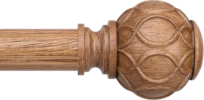 Long Wood Curtain Rods for Windows 66 to 120 Inch, Boho Vintage Decorative 1'' by Wolistsa