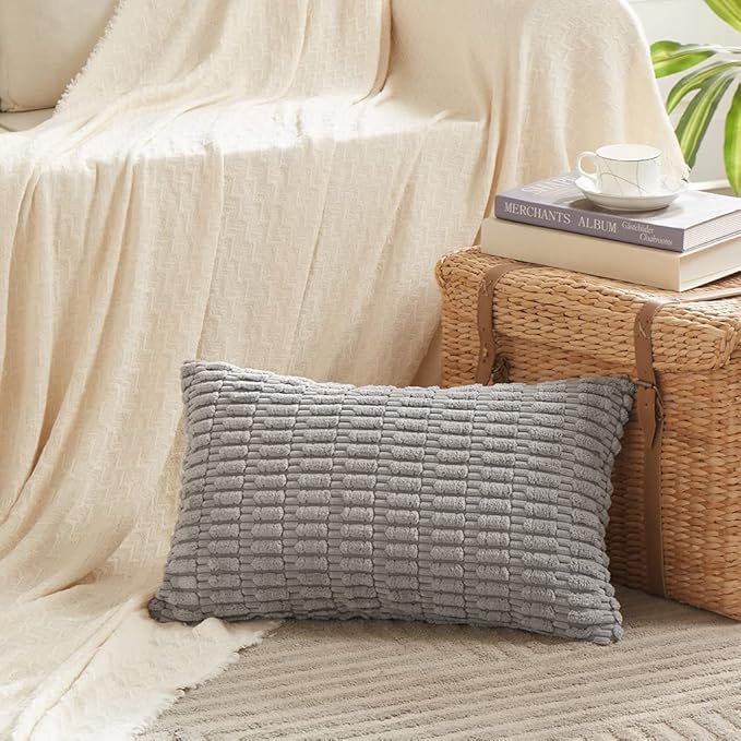 Fancy Homi 4 Packs Grey Decorative Throw Pillow Covers 12x20 Inch - Image 2