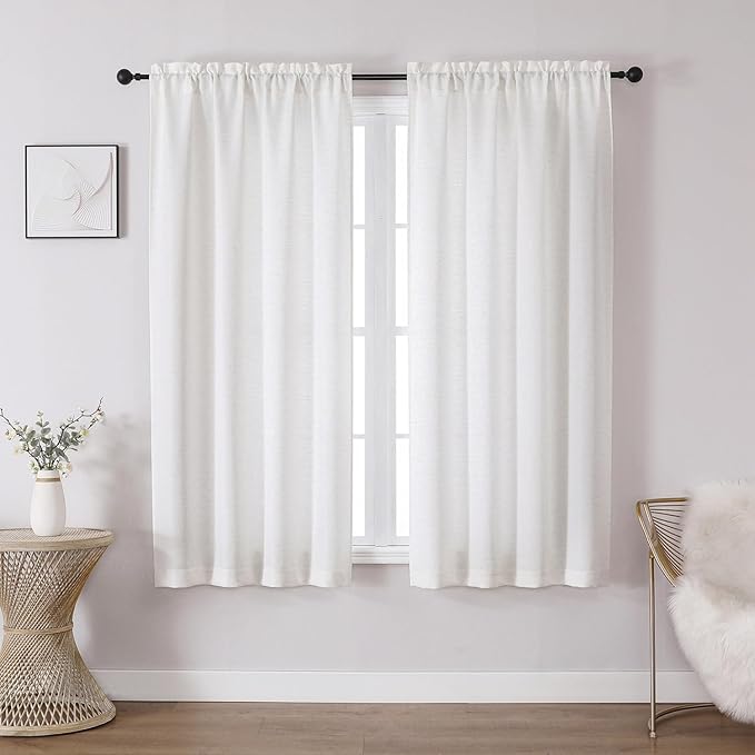 Chyhomenyc Bennet Linen Curtains 63 Inch Length 2 Panels, Faux Linen Textured by Chyhomenyc
